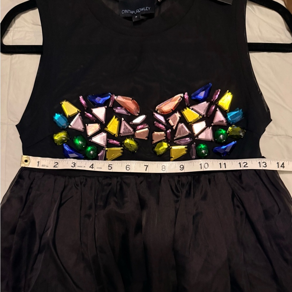 💎Cynthia Rowley Jewel Cascade Organza Mini Dress with Sheer Top – Size Small NWT - Picture 13 of 14